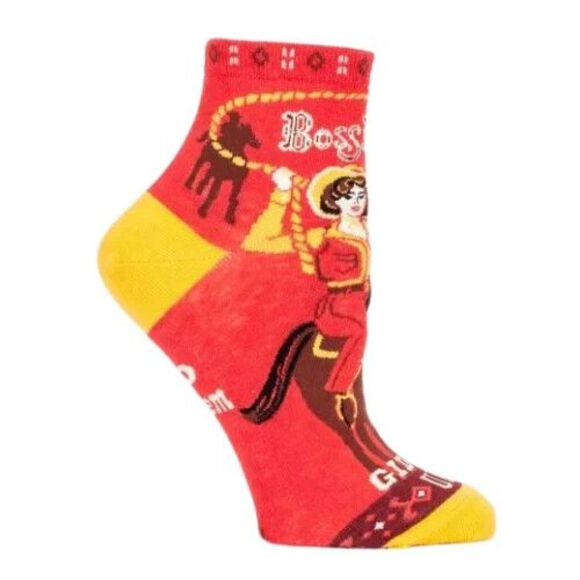 NWT~Wmn's Blue Q Soft Combed Cotton "Boss Lady" Giddy Up Ankle Socks SZ 5-10 - Picture 1 of 5